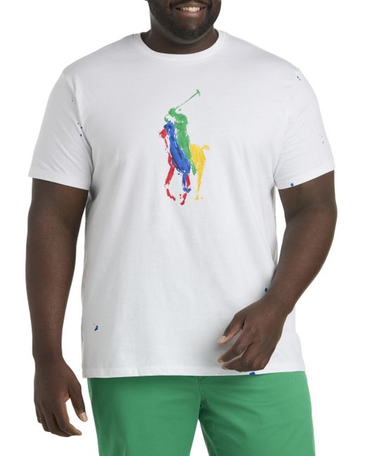 Polo Ralph Lauren White Big & Tall Paint Splatter Pony T-shirt for men