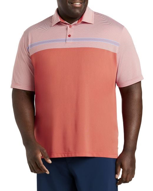 Reebok Synthetic Big & Tall Speedwick Chest Stripe Polo Shirt in Pink for  Men | Lyst