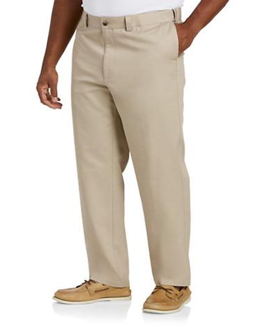 B+T Essentials Fit by Dxl Natural Big & Tall Flat-Front Twill Pants for men