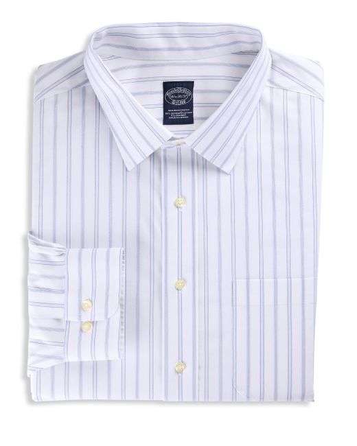 Brooks Brothers Blue Big & Tall Non-iron Striped Dress Shirt for men