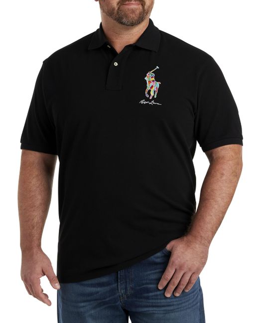 Polo Ralph Lauren Black Big & Tall Big Pony Mesh Polo Shirt for men