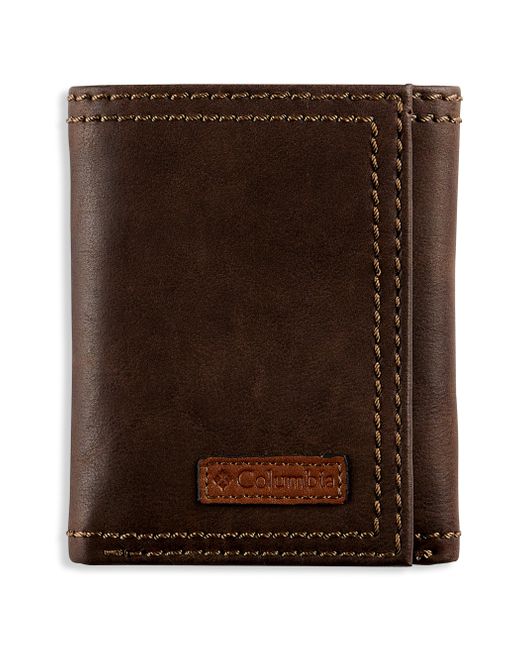 Columbia Brown Big & Tall Extra Capacity Rfid Leather Tri-fold Wallet for men