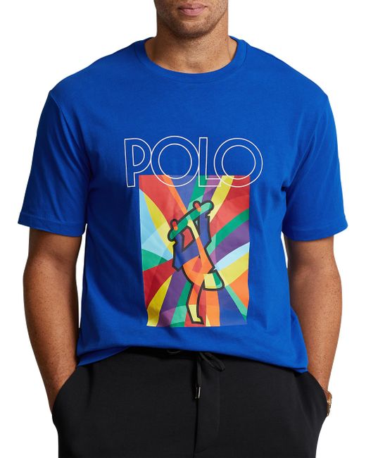 Polo Ralph Lauren Blue Big & Tall Skateboard Trick Graphic Tee for men
