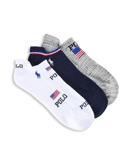 Polo Ralph Lauren Blue Big & Tall 3-pk Usa Low-top Sport Socks for men