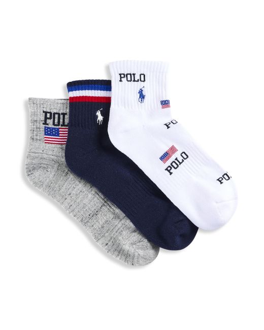 Polo Ralph Lauren Blue Big & Tall 3-pk Usa 1 4-top Sock for men