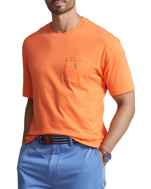 Polo Ralph Lauren Orange Big & Tall Classic Fit Jersey Crewneck Pocket Tee for men