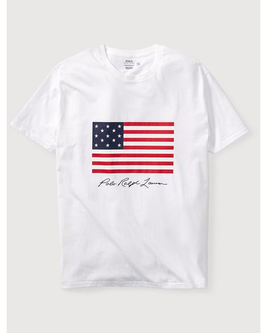 Polo Ralph Lauren Big & Tall American Flag Graphic Tee in White for Men ...