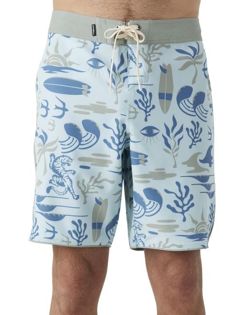 O'neill Sportswear Blue Big & Tall Hyperfreak Mysto Scallop Board Shorts for men