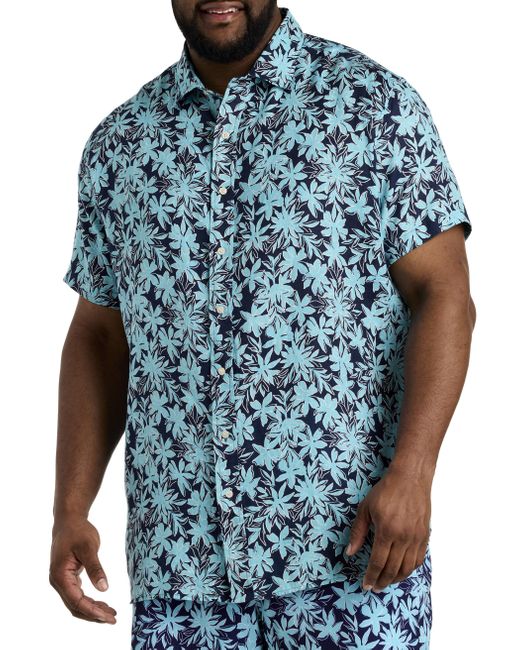 Vineyard Vines Blue Big & Tall Dockside Linen Sport Shirt for men