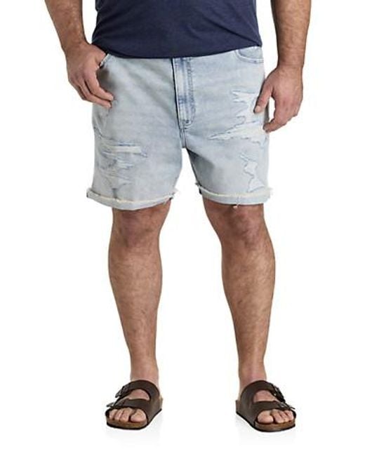 True Nation Blue Big & Tall Destructed Athletic-Fit Denim Shorts for men