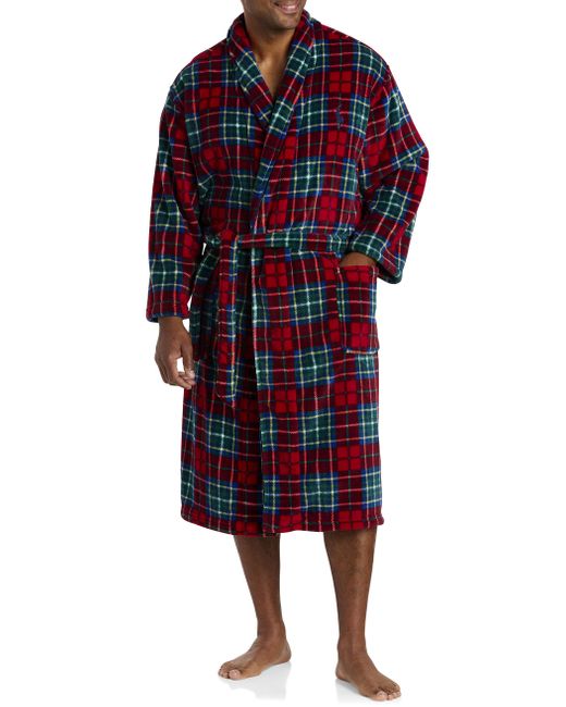 Polo Ralph Lauren Big & Tall Tartan Plaid Plush Robe in Red for Men | Lyst