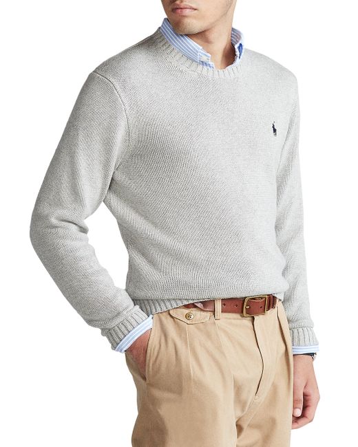Polo Ralph Lauren Big & Tall Cotton Shaker Crewneck Sweater in Gray for Men  | Lyst
