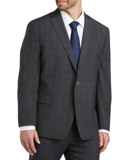 Michael Kors Big & Tall Windowpane Executive Cut Suit Jacket in Blue ...