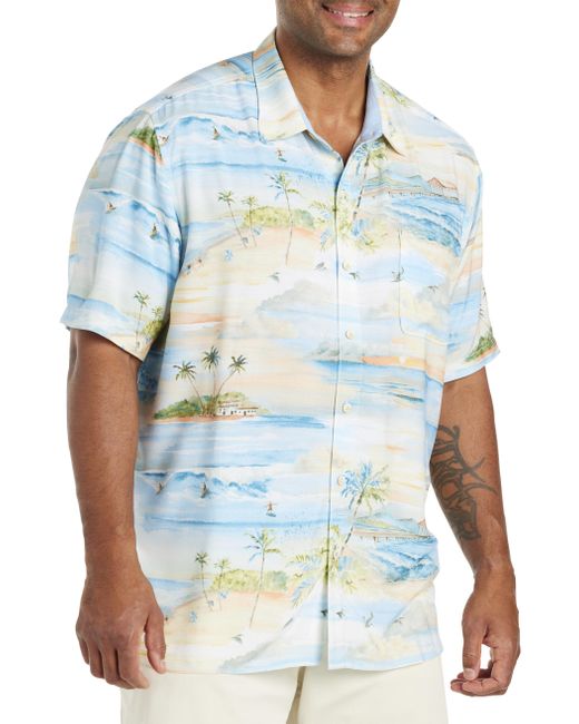 Tommy Bahama Blue Big & Tall Verazruz Cay Isle Vista Sport Shirt for men