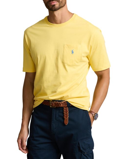 Polo Ralph Lauren Yellow Big & Tall Classic Fit Jersey Crewneck Pocket Tee for men