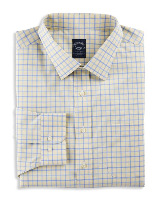Brooks Brothers Gray Big & Tall Non-iron Check Dress Shirt for men