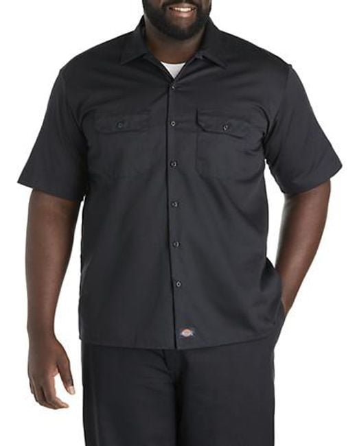 Dickies Black Big & Tall Performance Twill Work Shirt for men