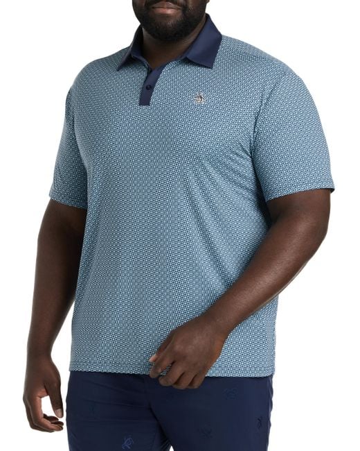 Original Penguin Blue Big & Tall Micro-floral Polo Shirt for men