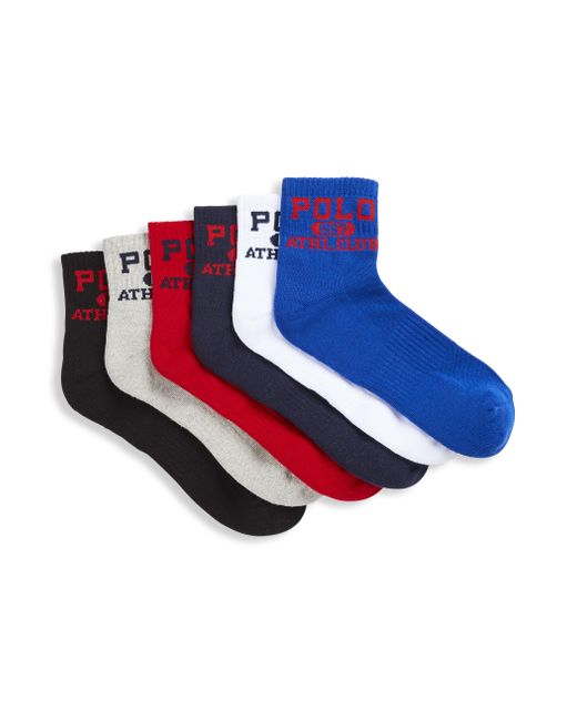 Polo Ralph Lauren Blue Big & Tall 6-pk Quarter-top Athletic Socks for men