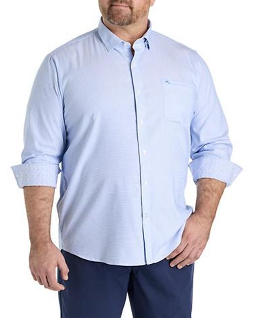 Tommy Bahama Blue Big & Tall Sarasota Stretch Ventura Coast Sport Shirt for men