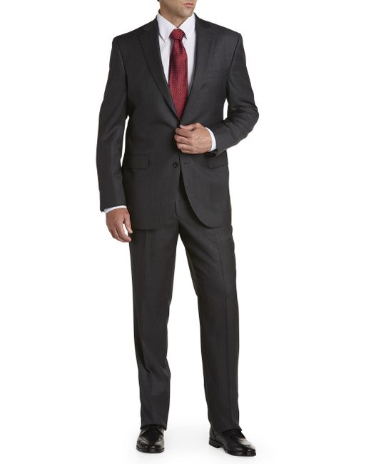 Jack Victor Black Big & Tall Classic Sharkskin Nested Suit for men