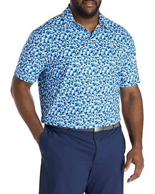 Original Penguin Blue Big & Tall Underwater Mosaic Performance Polo Shirt for men