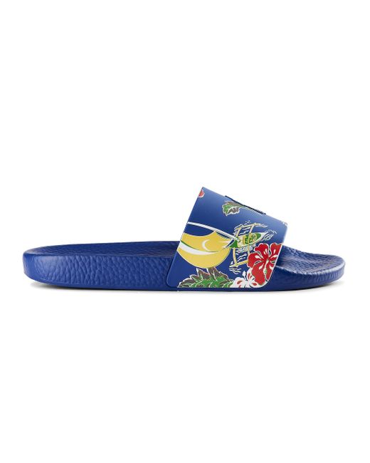 Polo Ralph Lauren Blue Big & Tall Tropical Floral Slide Sandals for men