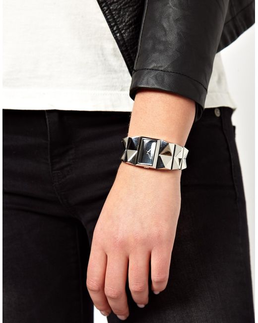 Karl Lagerfeld Metallic Stainless Steel Spike Strap Watch