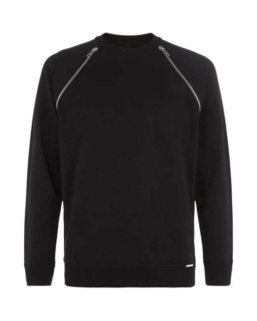 DIESEL Black Zip Shoulder Sweater for men