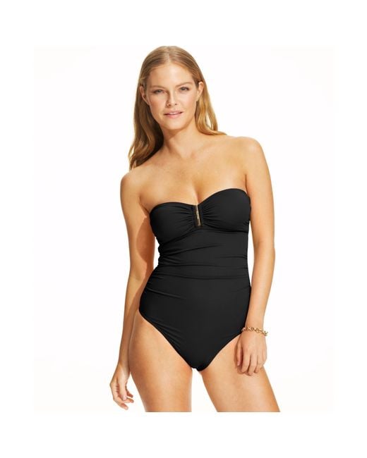 Calvin Klein Black Strapless Bandeau Onepiece Swimsuit