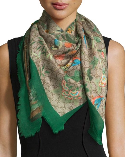 Gucci Tian Modal Silk Shawl in Green - Save 30% | Lyst