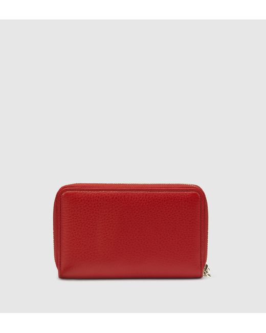 Gucci Soho Red Leather Medium Zip Around Wallet