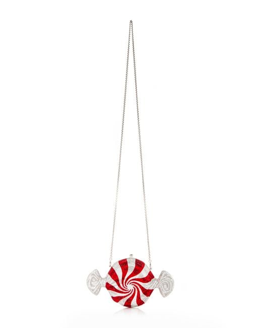 Judith Leiber Peppermint Candy Clutch in White