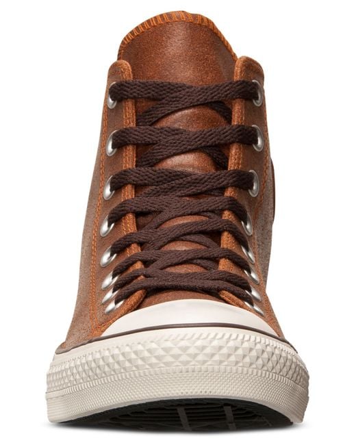 Converse Brown Men'S All Star Vintage Leather Hi Casual Sneakers From Finish Line for men