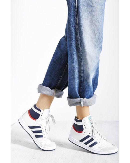 adidas Originals Top Ten Hi Retro Sneaker in Blue | Lyst