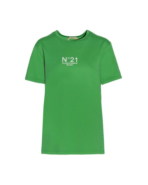N°21 N°21 T-shirt Grün Mit Logo in Green | Lyst