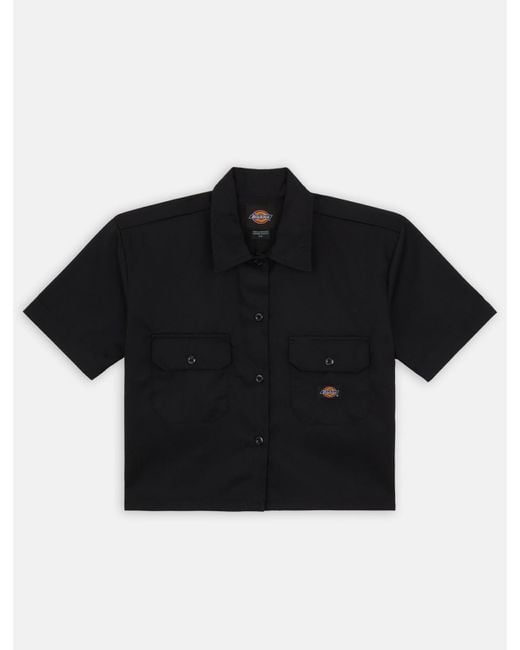 Dickies Black Cropped Short Sleeve Work Shirt