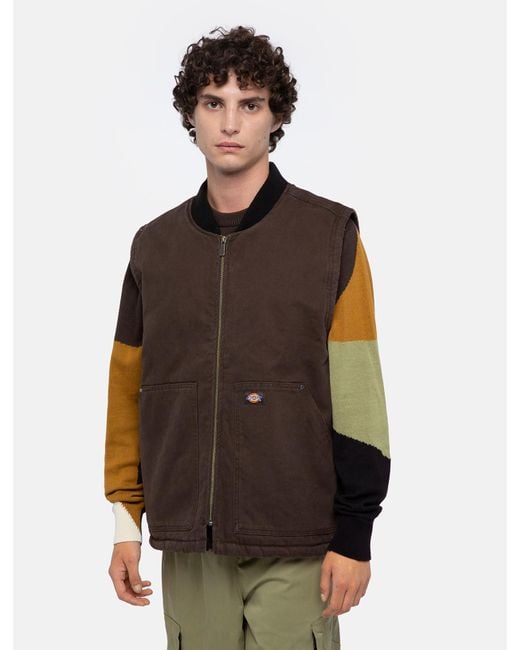Gilet Foderato Duck Canvas Uomo di Dickies in Brown da Uomo
