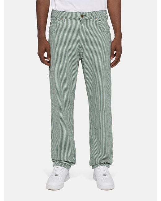 Dickies Green Garyville Hickory Stripe Trousers for men