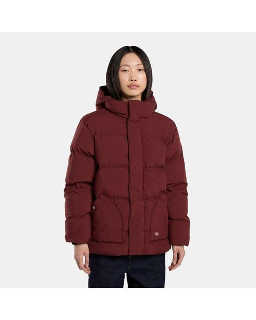 Chaqueta Acolchada Con Capucha Eagleville, Mujer, Talla Dickies de color Red