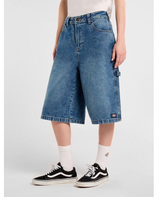 Dickies Blue Denim Carpenter Jorts, Damen, Größe