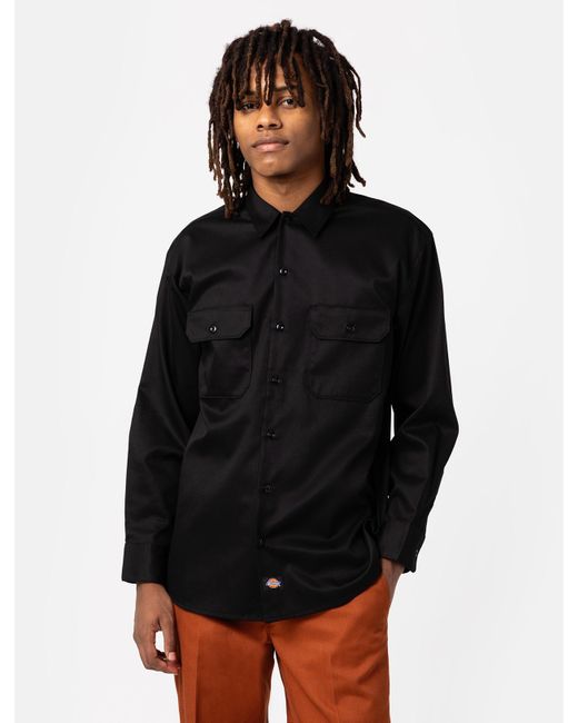 Camicia Da Lavoro A Maniche Lunghe Uomo di Dickies in Black da Uomo