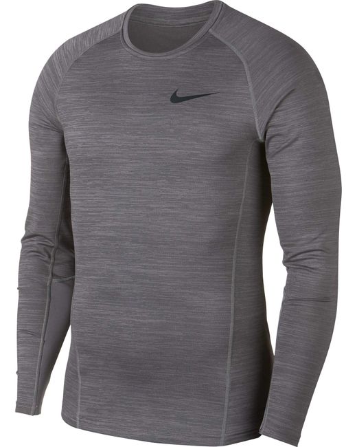 Nike Pro Therma Dri-fit Long Sleeve Shirt in Gray for Men | Lyst