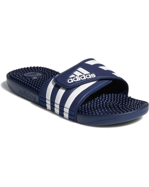 adidas blue and white slides