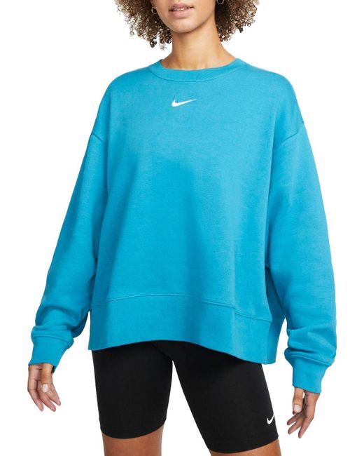 Nike Sportswear Essentials Oversized Fleece Crewneck Sweatshirt in Teal