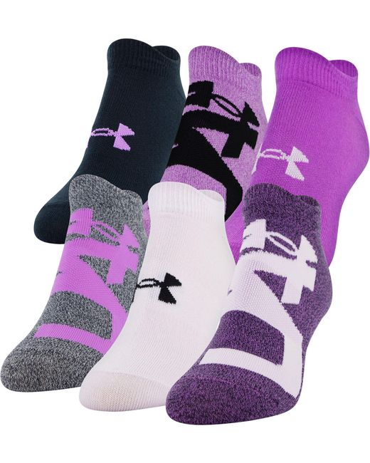 Under Armour Essential 2.0 No Show Socks - 6 Pack in Purple - Lyst