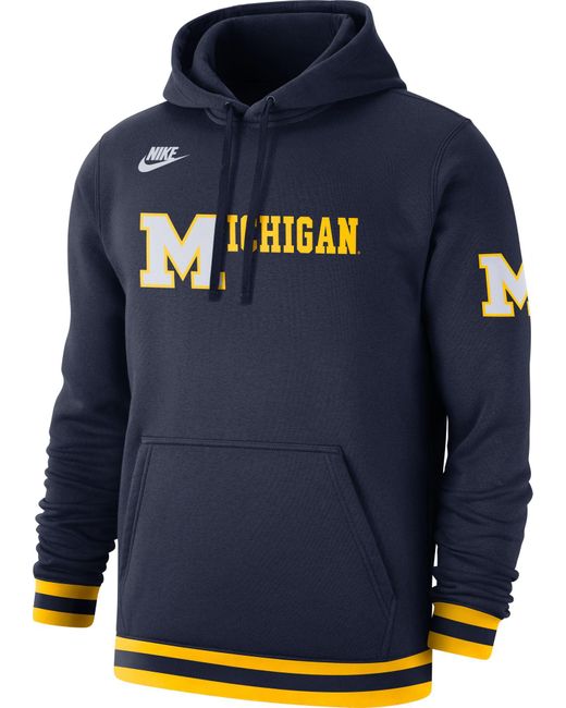 Nike Michigan Wolverines Blue Retro Fleece Pullover Hoodie for Men Lyst