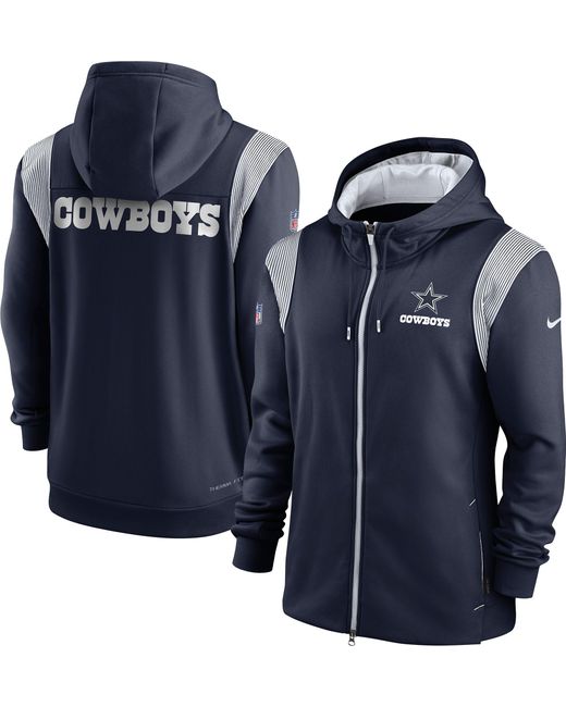 Nike Dallas Cowboys Sideline Therma-fit Full-zip Navy Hoodie in Blue ...
