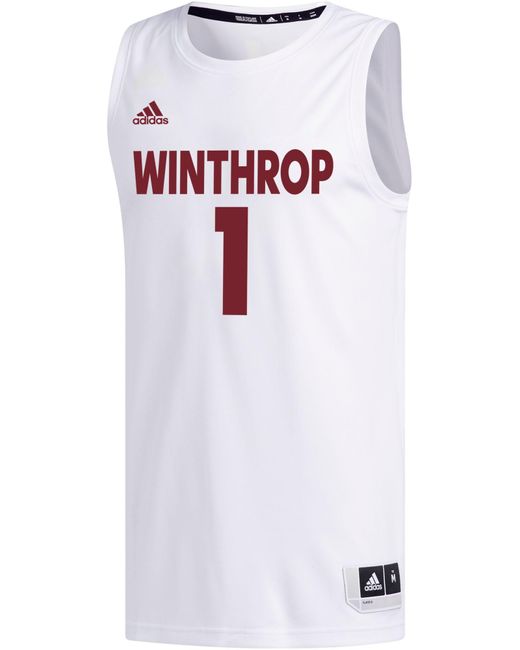 adidas Winthrop Eagles 1 White Replica Swing Basketball Jersey for Men
