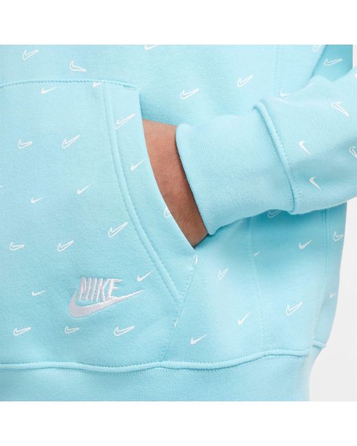 Nike Sportswear Club Fleece Swoosh Allover Print Pullover Hoodie in ...